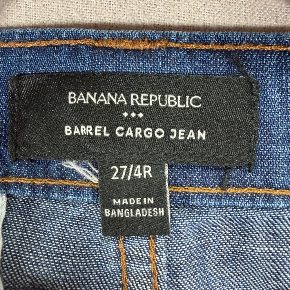 Banana Republic Womens Barrel Cargo Jean Relaxed Blue High Rise Utility 27/4R